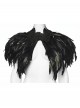 Black Lace Neck Gorgeous Feather Nobility Gothic Reversible Shawl