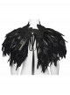 Black Lace Neck Gorgeous Feather Nobility Gothic Reversible Shawl