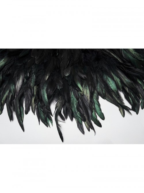 Black Lace Neck Gorgeous Feather Nobility Gothic Reversible Shawl