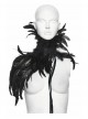 Black High Collar Lace Decoration Asymmetric Feather Ties Fixed Gothic Shawl
