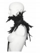 Black High Collar Lace Decoration Asymmetric Feather Ties Fixed Gothic Shawl