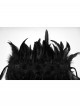 Black High Collar Lace Decoration Asymmetric Feather Ties Fixed Gothic Shawl