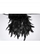 Black High Collar Lace Decoration Asymmetric Feather Ties Fixed Gothic Shawl