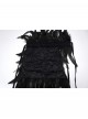 Black High Collar Lace Decoration Asymmetric Feather Ties Fixed Gothic Shawl
