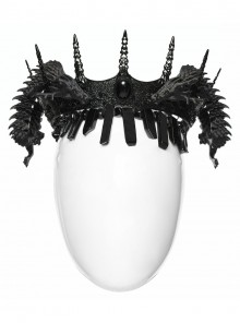 Black 3D-Printed Noble Coiling Dragon Unique Crystal Columns Gothic Men's Crown