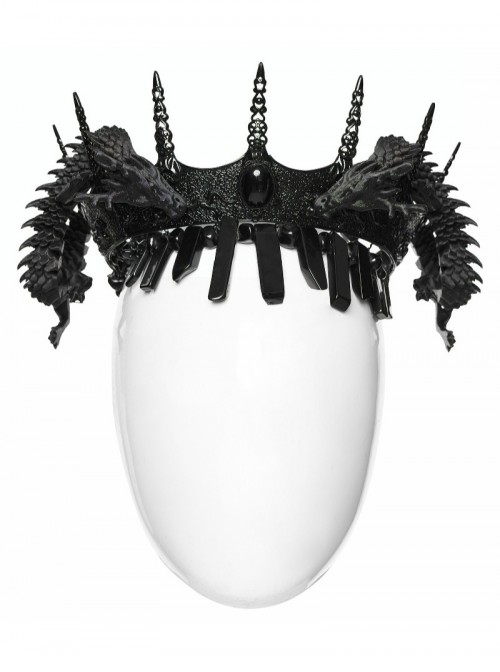 Black 3D-Printed Noble Coiling Dragon Unique Crystal Columns Gothic Men's Crown