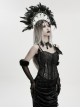 Black Goddess Halo Shaped Feather Skull Tassel Holy Hanging Chains Gothic Hair Hoop