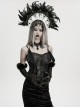 Black Goddess Halo Shaped Feather Skull Tassel Holy Hanging Chains Gothic Hair Hoop