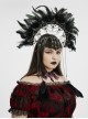 Black Goddess Halo Shaped Feather Skull Tassel Holy Hanging Chains Gothic Hair Hoop
