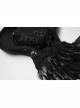 Black Woolen Dark Angel Gemstone Tassel Pendant Detachable Wings Gothic Formal Hat