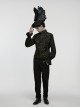 Black Woolen Dark Angel Gemstone Tassel Pendant Detachable Wings Gothic Formal Hat