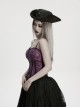 Black Woolen Dark Angel Gemstone Tassel Pendant Detachable Wings Gothic Formal Hat