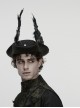 Black Woolen Dark Angel Gemstone Tassel Pendant Detachable Wings Gothic Formal Hat