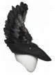 Black Woolen Dark Angel Gemstone Tassel Pendant Detachable Wings Gothic Formal Hat