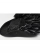 Black Woolen Dark Angel Gemstone Tassel Pendant Detachable Wings Gothic Formal Hat