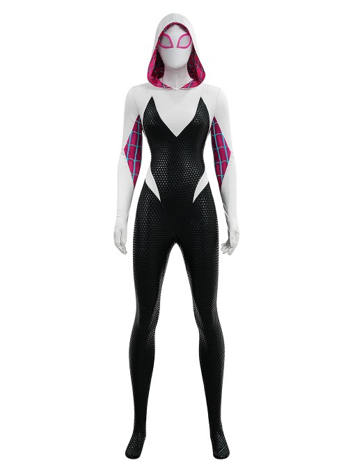 Anime Spider-Man Across the Spider-Verse Gwen Stacy Color Blocking Upgrade Version Halloween Cosplay Costume Set Without Shoes