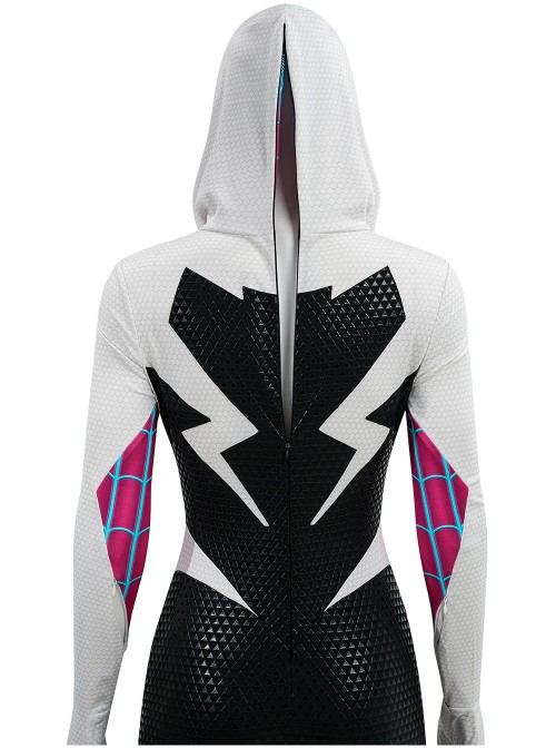Anime Spider-Man Across the Spider-Verse Gwen Stacy Color Blocking Upgrade Version Halloween Cosplay Costume Set Without Shoes