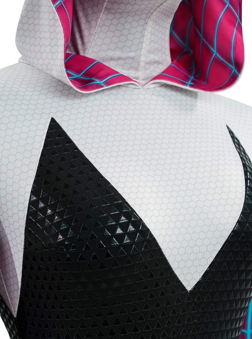 Anime Spider-Man Across the Spider-Verse Gwen Stacy Color Blocking Upgrade Version Halloween Cosplay Costume Set Without Shoes