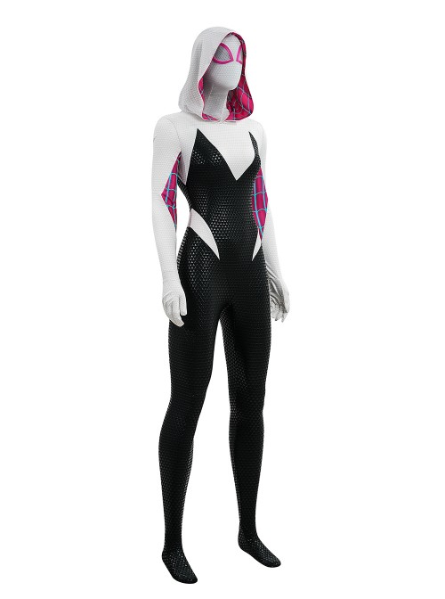 Anime Spider-Man Across the Spider-Verse Gwen Stacy Color Blocking Upgrade Version Halloween Cosplay Costume Set Without Shoes
