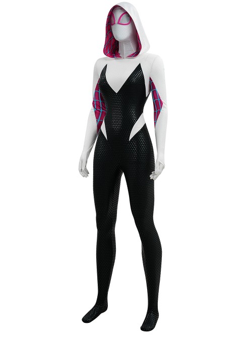 Anime Spider-Man Across the Spider-Verse Gwen Stacy Color Blocking Upgrade Version Halloween Cosplay Costume Set Without Shoes