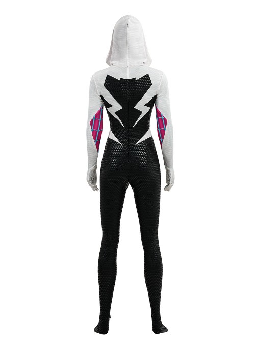 Anime Spider-Man Across the Spider-Verse Gwen Stacy Color Blocking Upgrade Version Halloween Cosplay Costume Set Without Shoes