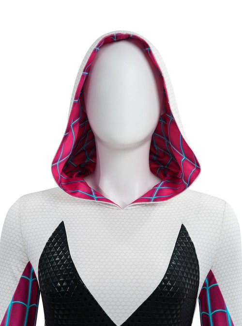 Anime Spider-Man Across the Spider-Verse Gwen Stacy Color Blocking Upgrade Version Halloween Cosplay Costume Set Without Shoes