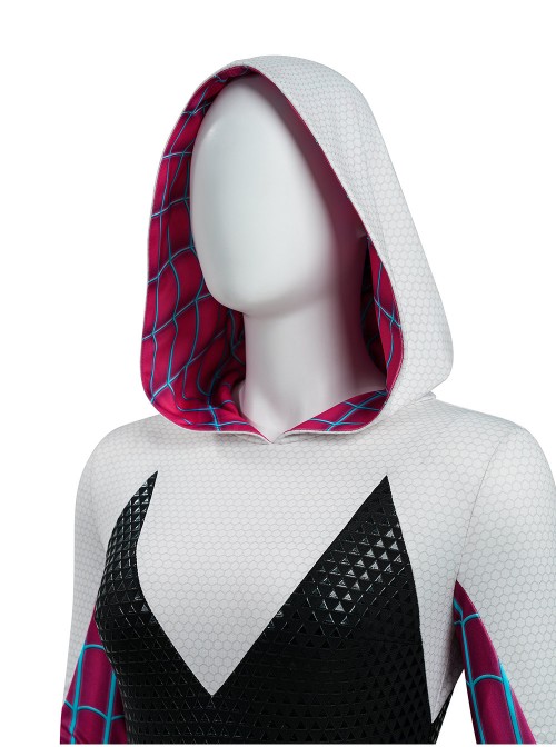 Anime Spider-Man Across the Spider-Verse Gwen Stacy Color Blocking Upgrade Version Halloween Cosplay Costume Set Without Shoes