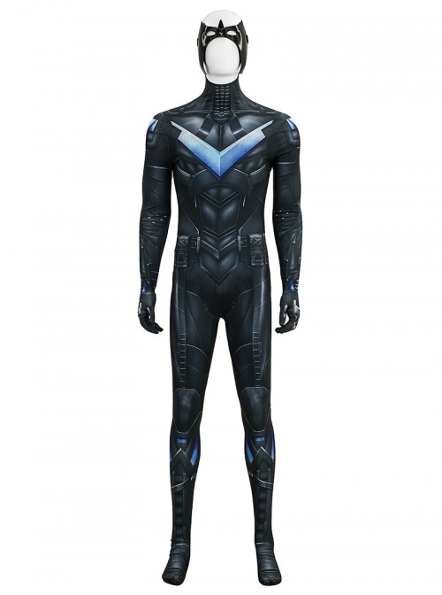 Game Batman Arkham Knight Nightwing Bodysuit Halloween Cosplay Costume Set