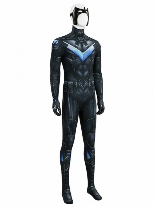 Game Batman Arkham Knight Nightwing Bodysuit Halloween Cosplay Costume Set
