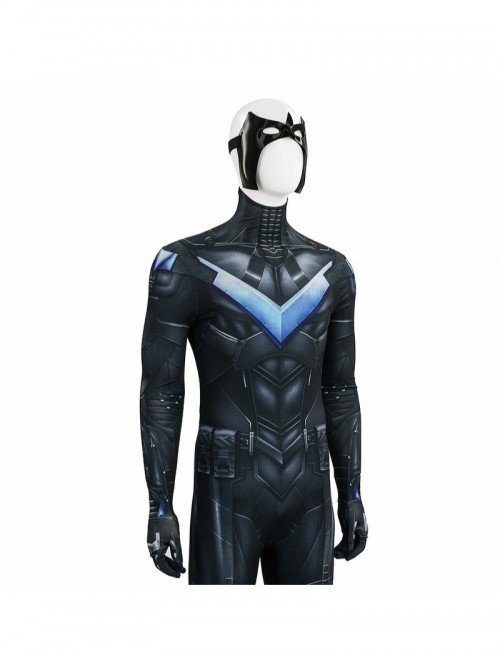 Game Batman Arkham Knight Nightwing Bodysuit Halloween Cosplay Costume Set