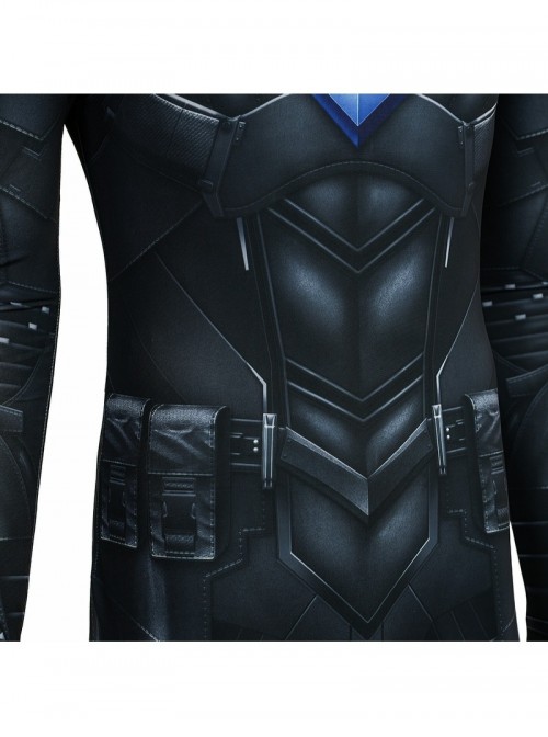 Game Batman Arkham Knight Nightwing Bodysuit Halloween Cosplay Costume Set