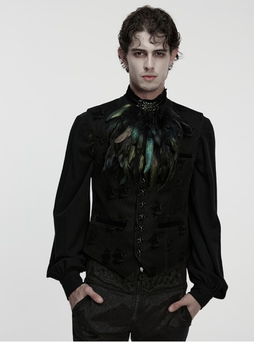 Black Feather Gorgeous Retro Velvet Ribbon Gothic Collar Pin