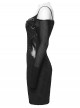 Black Stretch Knit Slim Fit Bodycon Off-Shoulder Straps Waist Sides Splicing Rivet Punk Style Dress