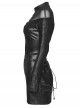 Black Fish Scale Patterned Jacquard Knit Splicing Mesh Rebellious Metal Rings Punk Style Long Sleeves Dress