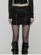 Black Knit Techwear 3D Pockets Hem Zippers Adjustable Split Height Punk Style Skirt