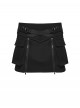Black Knit Techwear 3D Pockets Hem Zippers Adjustable Split Height Punk Style Skirt