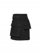Black Knit Techwear 3D Pockets Hem Zippers Adjustable Split Height Punk Style Skirt