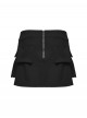 Black Knit Techwear 3D Pockets Hem Zippers Adjustable Split Height Punk Style Skirt