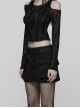 Black Knit Techwear 3D Pockets Hem Zippers Adjustable Split Height Punk Style Skirt