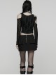 Black Knit Techwear 3D Pockets Hem Zippers Adjustable Split Height Punk Style Skirt