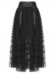 Black Shiny Pressure-Bonded Knit Detachable Fluffy Mesh Tulle Hem Sweet Punk Style Culottes
