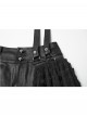 Black Shiny Pressure-Bonded Knit Detachable Fluffy Mesh Tulle Hem Sweet Punk Style Culottes