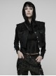 Black Ragged Mesh Splicing Woven Stand Collar Cool Loose Short Silhouette Punk Style Vest