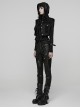 Black Ragged Mesh Splicing Woven Stand Collar Cool Loose Short Silhouette Punk Style Vest