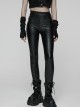Black Printing Stretch Rubberized Knitted Simple Versatile Gothic Style Leggings