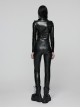Black Printing Stretch Rubberized Knitted Simple Versatile Gothic Style Leggings