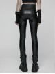 Black Printing Stretch Rubberized Knitted Simple Versatile Gothic Style Leggings