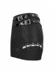 Black Dark Stripes Waist Leather Loop Side Divide Lace-Up Punk Tight-Fitting Hip Skirt