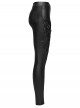 Black Stretch Glossy Knitted Mesh Woven-Cross Design Punk Style Leggings
