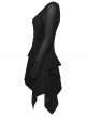 Black Stretch Velvet Splicing Mesh Large V-Neck Upper Body Rivet Webbings Irregular Hem Punk Style Long Sleeves Dress